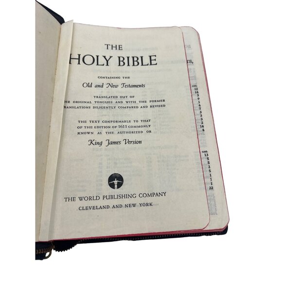 Vintage KJV Bible 1950 Zippered Red Letter Concordance Leather 1950s - Picture 3 of 8